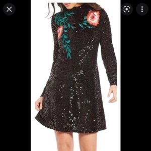 Full sequin, mock next mini dress